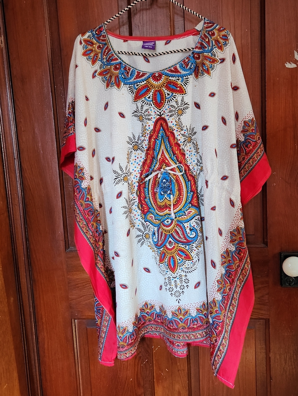 California Woman Dashiki Caftan Top Free Size Paisley Festival
